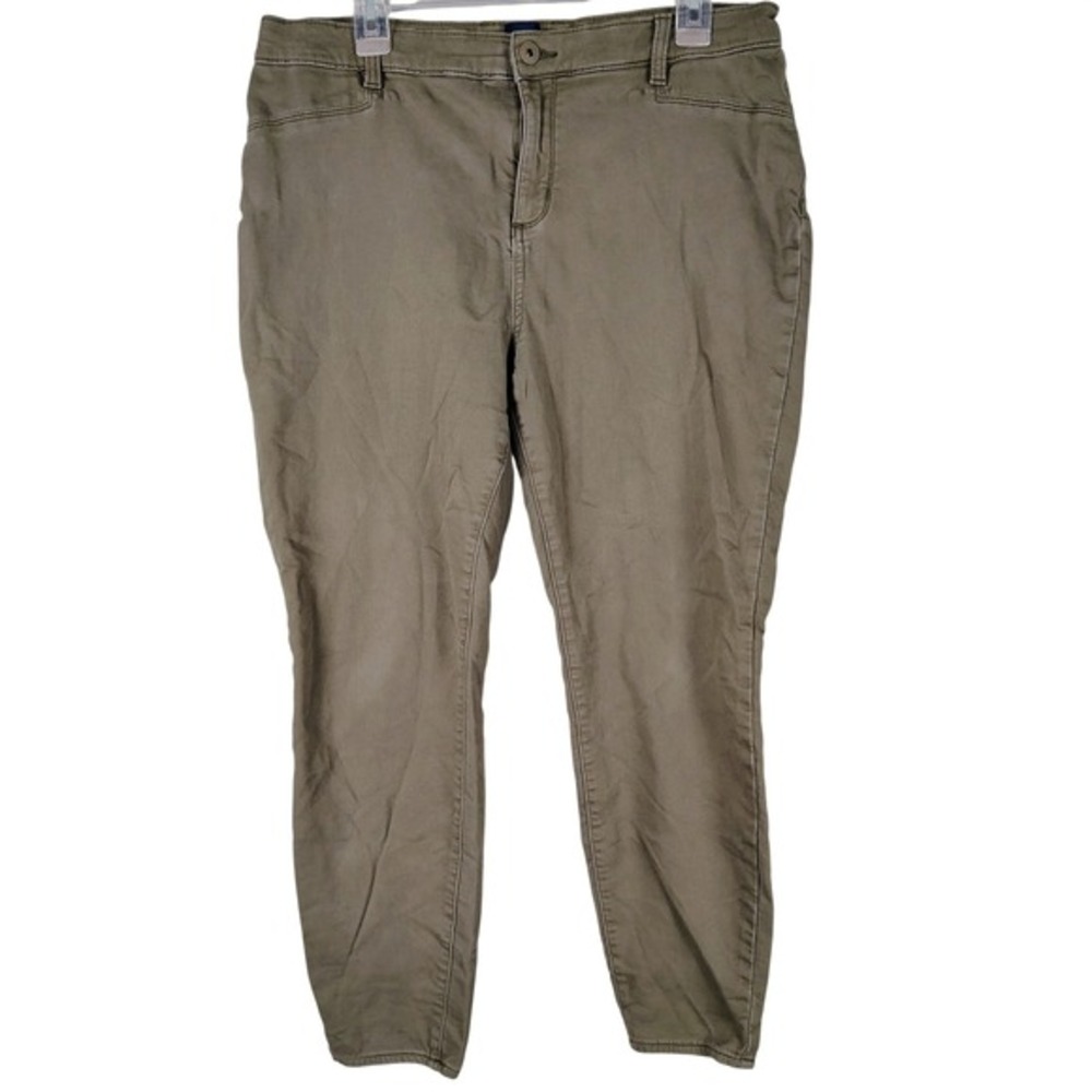 Gap Womens 16 Stretch Skinny Pants Olive Green Mid Rise Chino Trousers